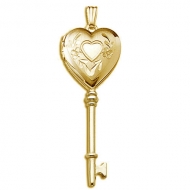Solid 14K Yellow Gold Small Heart KEY Locket
