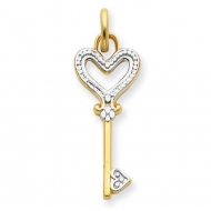 14K Yellow Gold  Two Tone  Key Pendant or Charm
