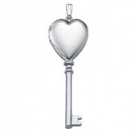 14k White Gold  Sweetheart KEY  Locket