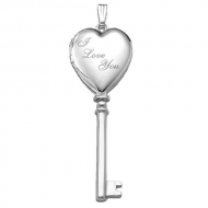 14k White Gold  I Love You  KEY Locket