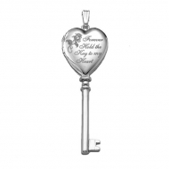 14k White Gold  Key to my Heart  KEY Locket