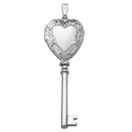 14k White Gold KEY Locket