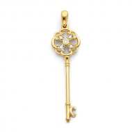 14K Diamond Key Pendant or Charm  Yellow or White Gold 