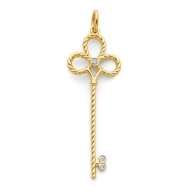 14K Diamond Key Pendant or Charm  Yellow or White Gold 