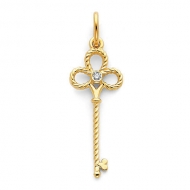 14K Diamond Key Pendant or Charm  Yellow or White Gold 