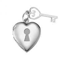 14k White Gold  Locket and Key 
