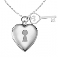 Sterling Silver Heart Locket and Key