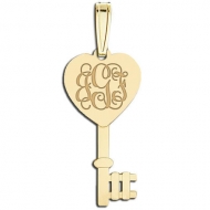 Heart Key Engraveable Pendant Charm Jewelry