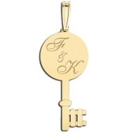 Round Key Engraveable Pendant Charm Jewelry