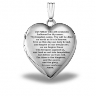 Sterling Silver   Lord s Prayer  Heart Locket