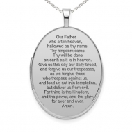 Sterling Silver Oval  Lord s Prayer   Picture Locket