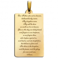 Rectangle with  Lord s Prayer  Script Pendant
