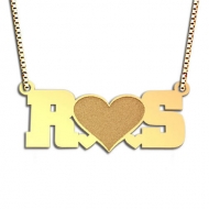 Two Initials with Heart Pendant