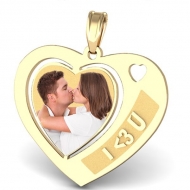 Heart with  I  3 U  Etched Pendant