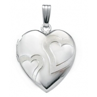 14k White Gold Heart Swirl Locket