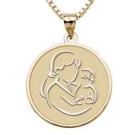 Mother and Son   Round Pendant