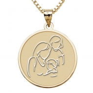 Mother with Two Daughters   Round Pendant
