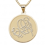 Mother with Three Daughters   Round Pendant