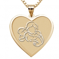 Mother with Son and Daughter   Heart Pendant