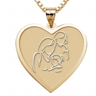 Mother with Two Daughters   Heart Pendant