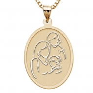 Mother with Two Daughters   Oval Pendant