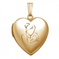 Solid 14K Yellow Gold  Mom and Daughter  Locket