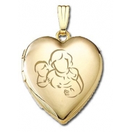 Solid 14K Yellow Gold  Mom with Son and Daughter  Locket