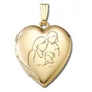 Solid 14K Yellow Gold  Mom with Two Daughters  Locket