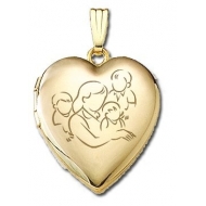 Solid 14K Yellow Gold  Mom with Three Sons  Locket