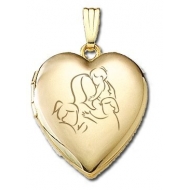 Solid 14K Yellow Gold  Mom with Three Daughters  Locket