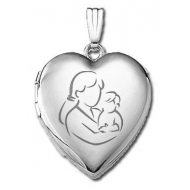 14k White Gold  Mom and Son   Locket