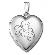 14k White Gold  Mom with Son and Daughter   Locket