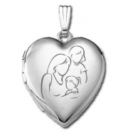 14k White Gold  Mom with Two Daughters   Locket