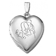 14k White Gold  Mom with Three Daughters   Locket