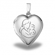 Sterling Silver  Mom and Son  Heart Locket