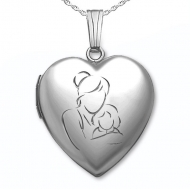 Sterling Silver  Mom and Daughter  Heart Locket