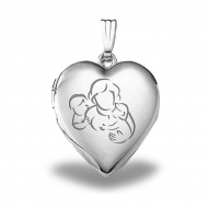 Sterling Silver  Mom with Son and Daughter  Heart Locket