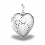 Sterling Silver  Mom with Two Sons  Heart Locket