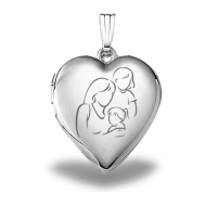 Sterling Silver  Mom with Two Daughters  Heart Locket