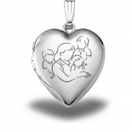 Sterling Silver  Mom with Three Sons  Heart Locket