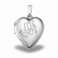 Sterling Silver  Mom with Three Daughters  Heart Locket