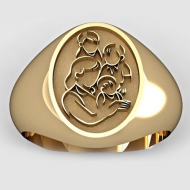 Mother with Three Sons Oval Shaped  Mother s Ring 