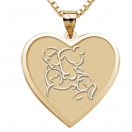 Mother with Son and 2 Daughters Heart Pendant