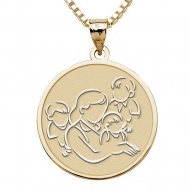 Mother with Three Sons   Round Pendant