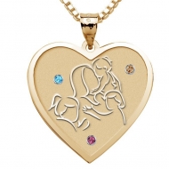 Mother with Three Daughters   Heart Pendant with Birthstones