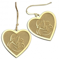 Mother and Son Heart Shaped Earrings  w  Kidney Wire 