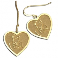 Mother and Daughter Heart Shaped Earrings  w  Kidney Wire 