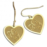 Mother with Son and Daughter Heart Shaped Earrings  w  Kidney Wire 