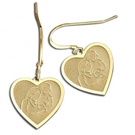 Mother with Two Daughters Heart Shaped Earrings  w  Kidney Wire 