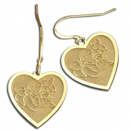 Mother with Three Sons Heart Shaped Earrings  w  KidneyWire 